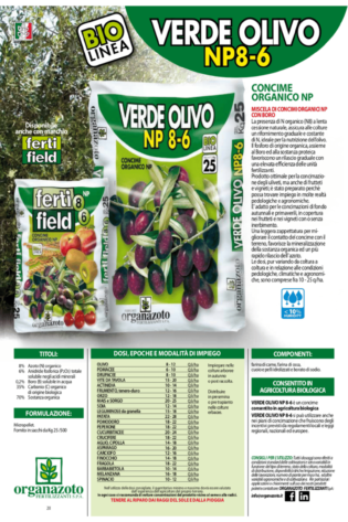 Concime biologico verde olivo 25 kg scheda tecnica