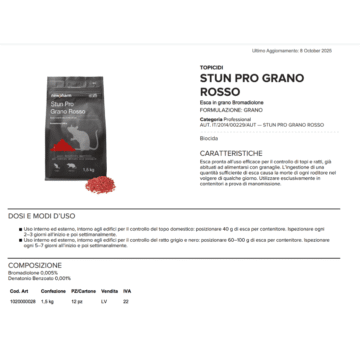 Veleno per topi stun pro Newpharm in grano scheda tecnica