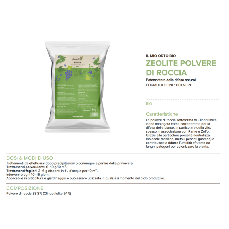 Zeolite biologica polvere di roccia Newpharm garden Alfaworld