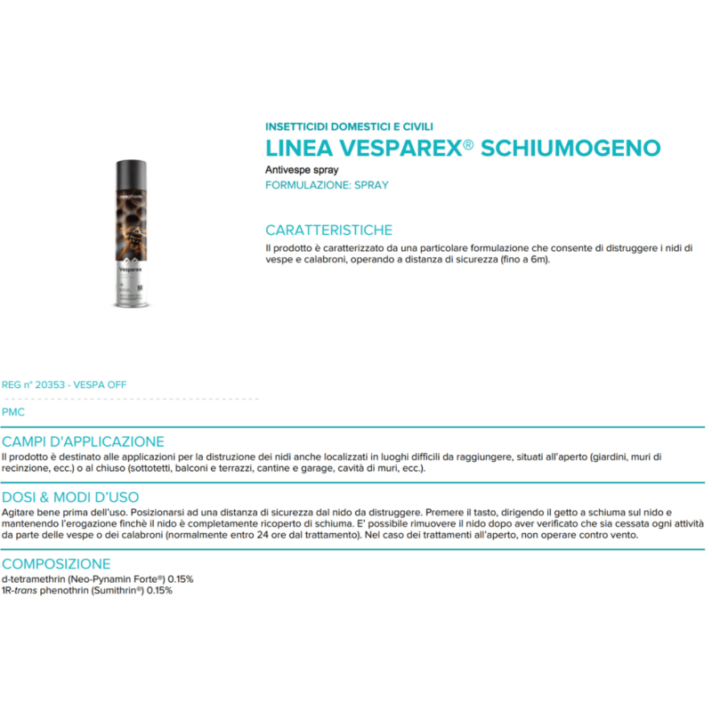 Insetticida vespe schiumogeno spray 6 mt