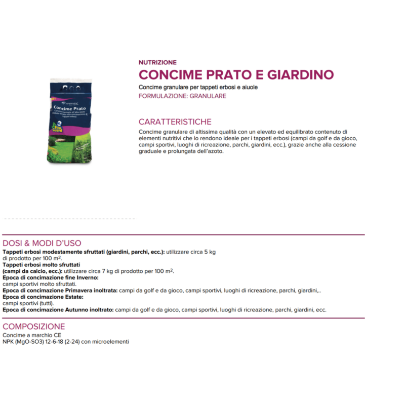 Scheda concime prato NPK 12-6-18 Alfaworld