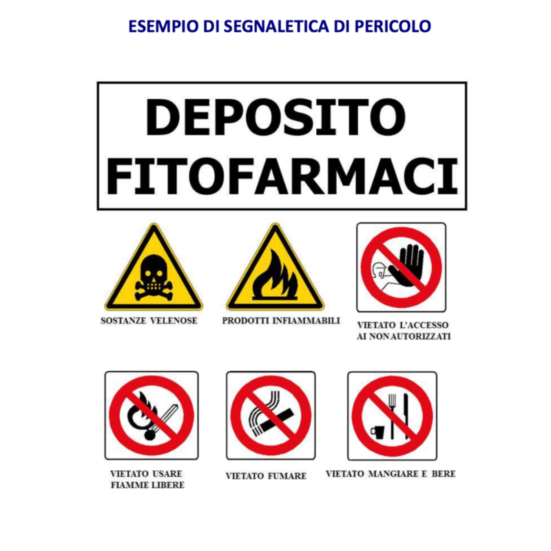 Segnalazioni di pericolo armadio fitofarmaci Prometal Alfaworld