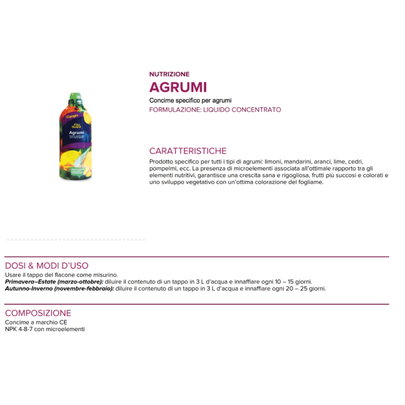 Concime agrumi liquido concentrato Newpharm Garden Scheda Alfaworld