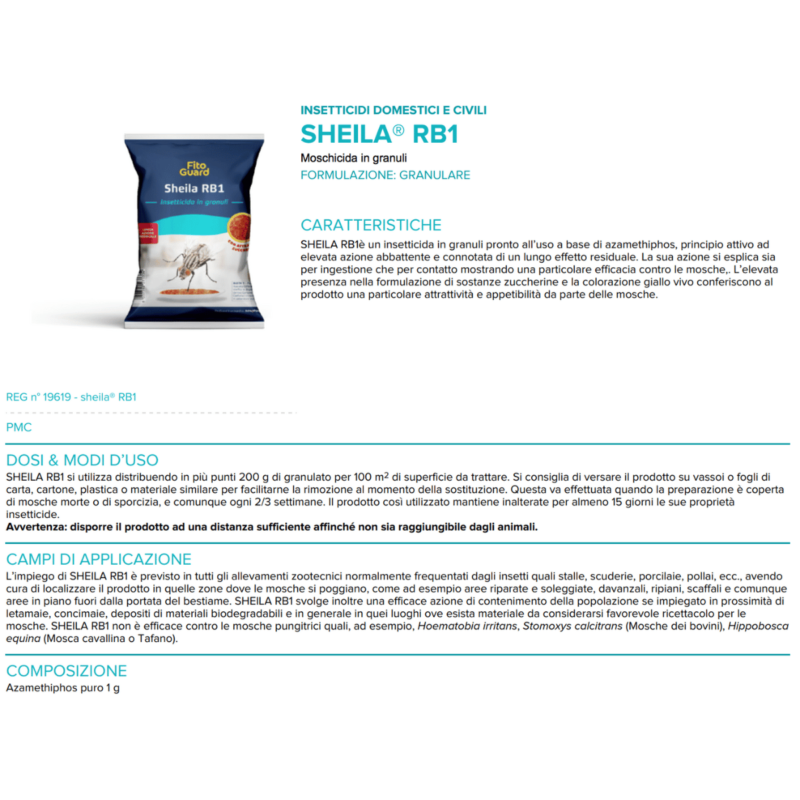 Insetticida per mosche granulare Sheila Scheda Alfaworld