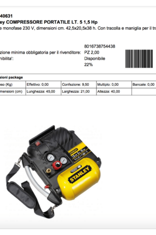 Compressore portatile 5 lt stanley scheda Alfaworld
